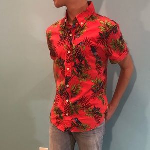 Beach themed, short sleeve, button down